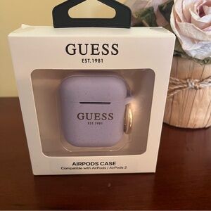🌟🪻👂Guess Lavender With Gold Sparkles AirPods Case- AirPods / AirPods 2